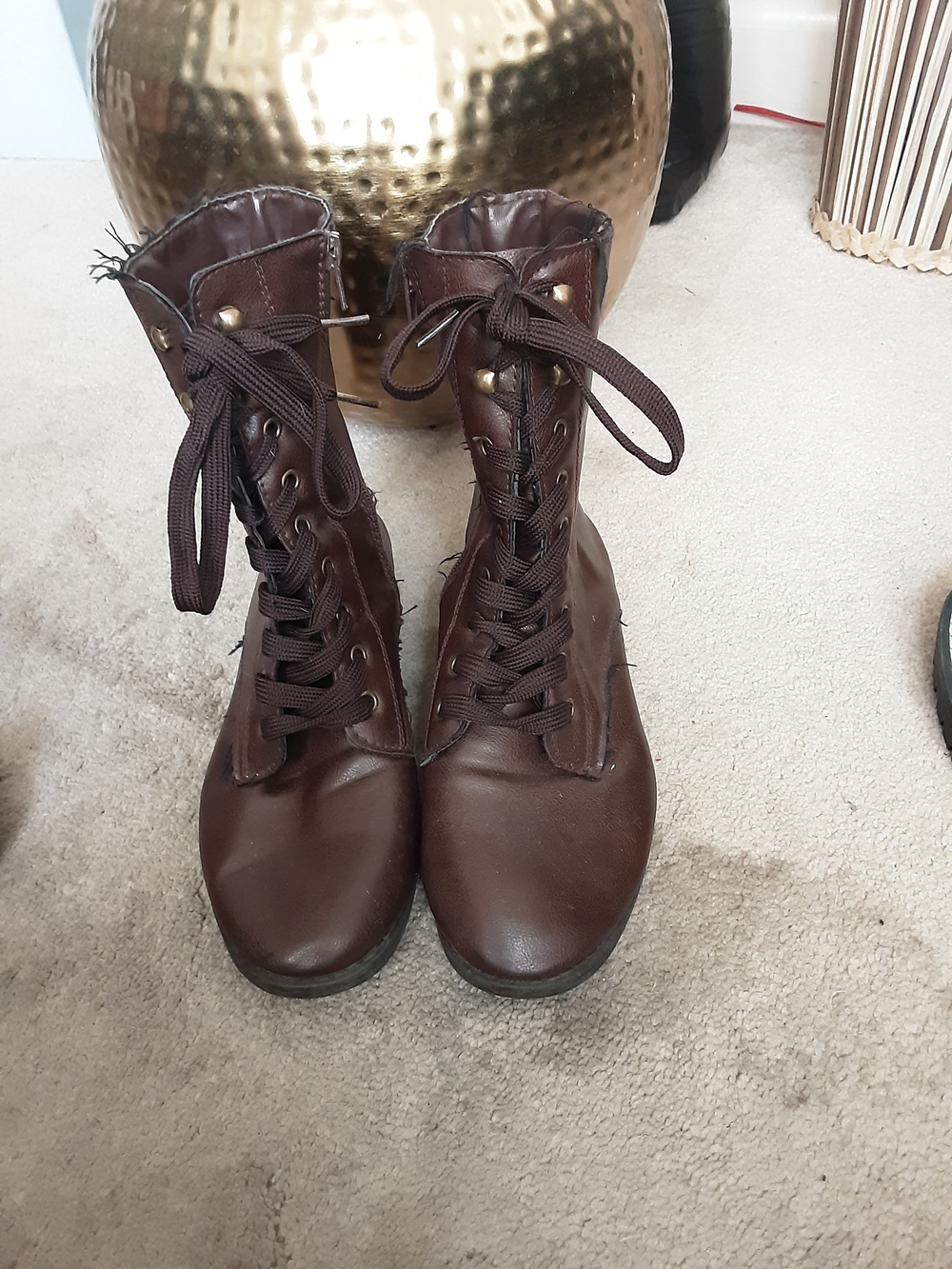 Women's Combat Boots in Dark Brown